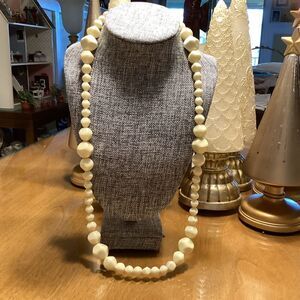 Acrylic Beaded Crème Long Necklace
